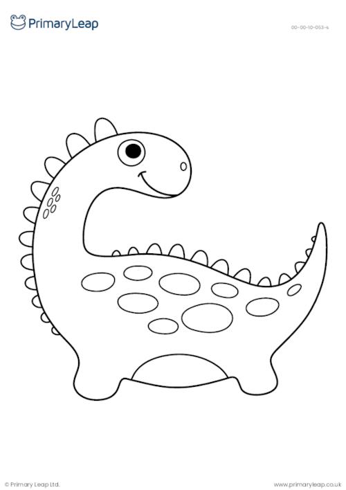 Dinosaur-themed colouring page