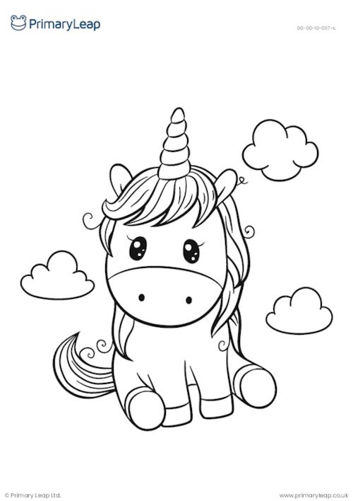 Cute unicorn colouring page