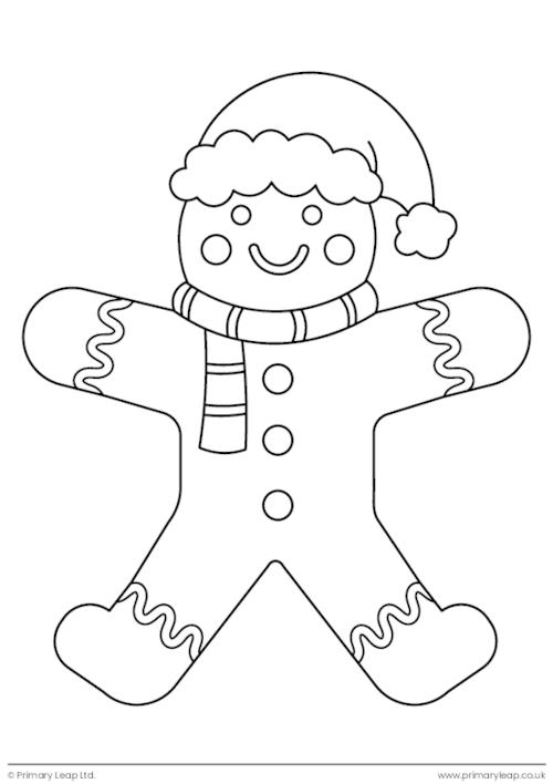 Christmas colouring page - Gingerbread man in a hat