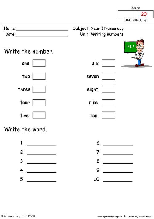 Write Words In Numbers Worksheet