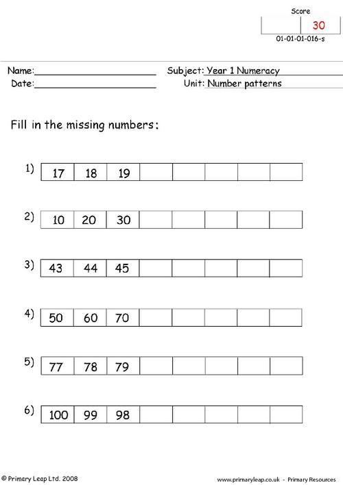 numeracy number patterns worksheet primaryleap co uk
