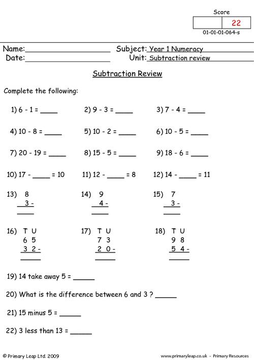 Subtraction review