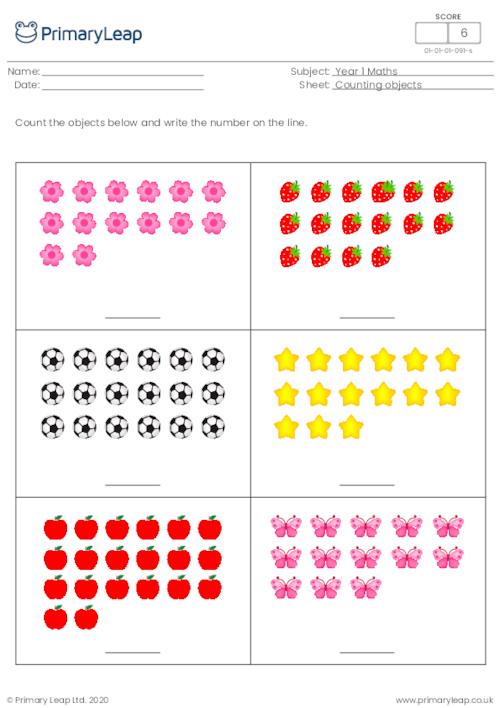 numeracy counting objects up to 20 worksheet