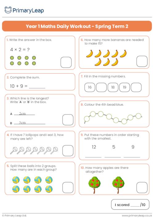 Year 1 Maths Daily Workout - Spring Term 2