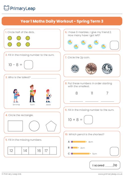 Year 1 Maths Daily Workout - Spring Term 3