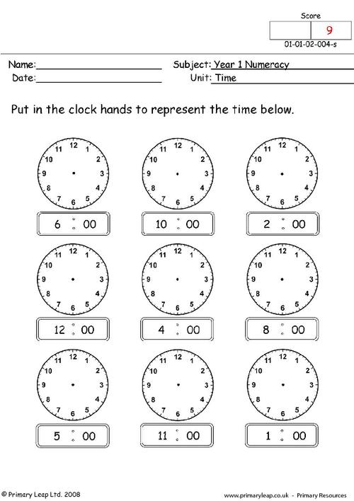 numeracy time worksheet primaryleap co uk