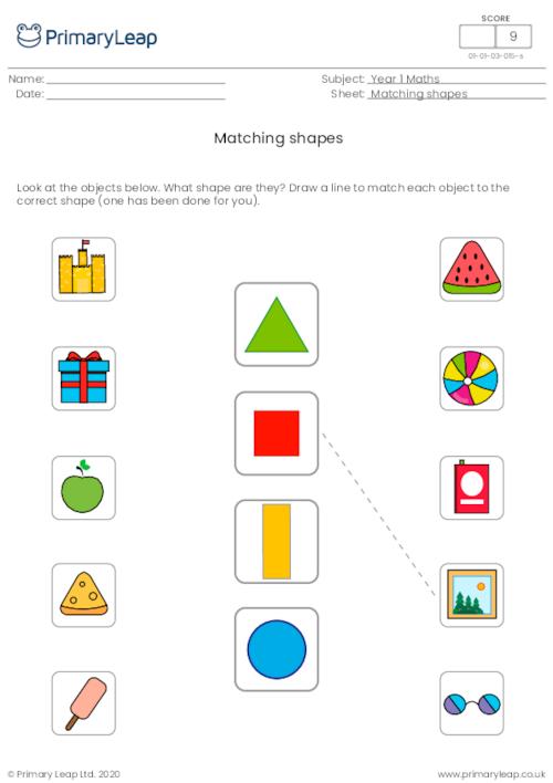 Numeracy: Matching shapes | Worksheet | PrimaryLeap.co.uk