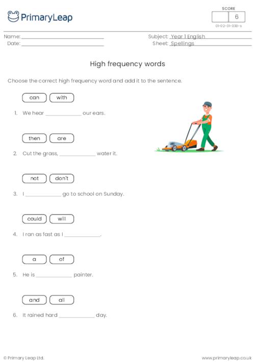 Read and write high frequency spelling words 2