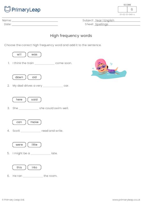 Read and write high frequency spelling words 4