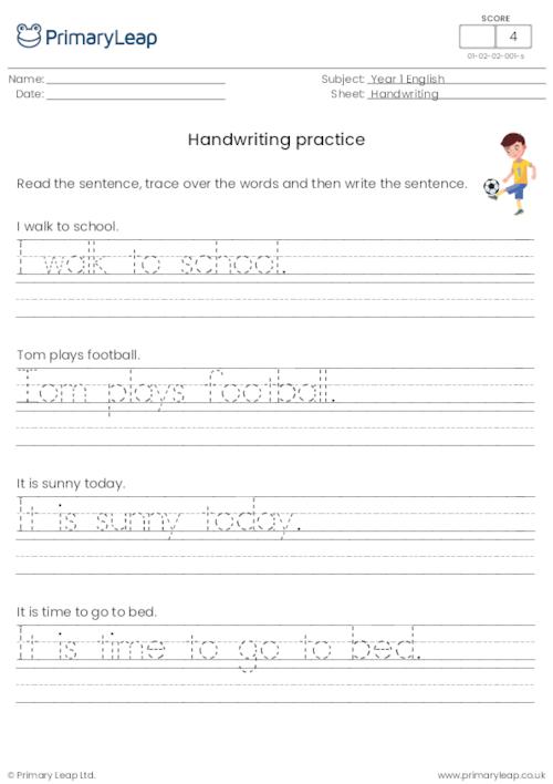 Handwriting sheet 1
