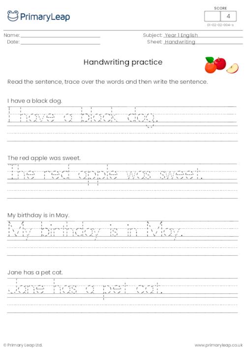 Handwriting sheet 4