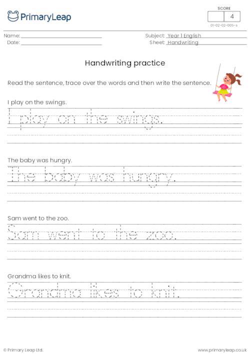 Handwriting sheet 5