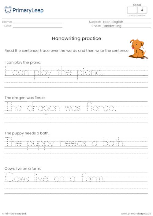 Handwriting sheet 7