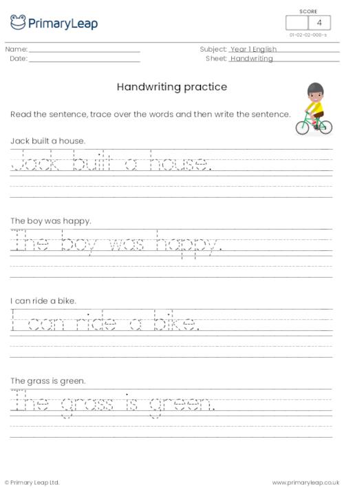 Handwriting sheet 8