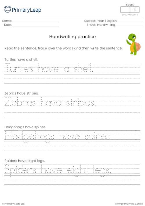 Handwriting sheet 9