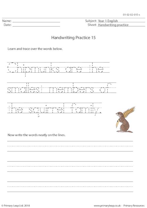 Handwriting Practice - Chipmunks