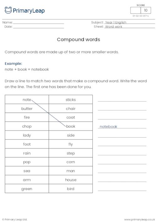 Compound words activity
