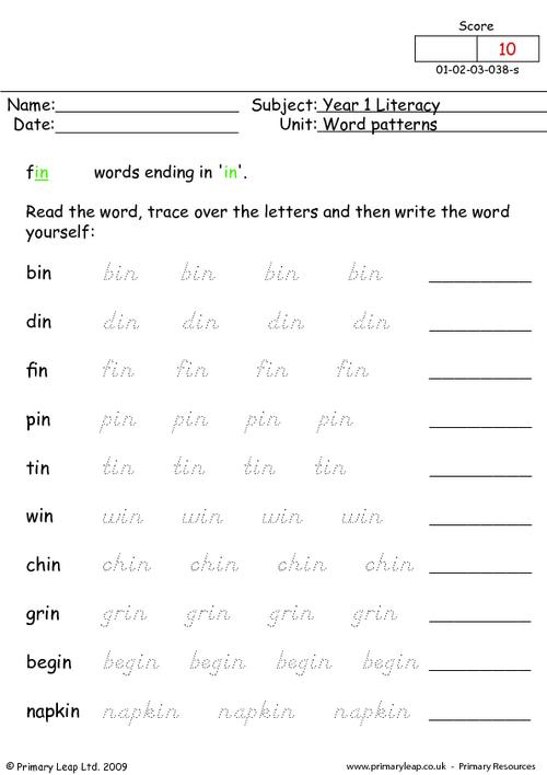 Word Patterns 8