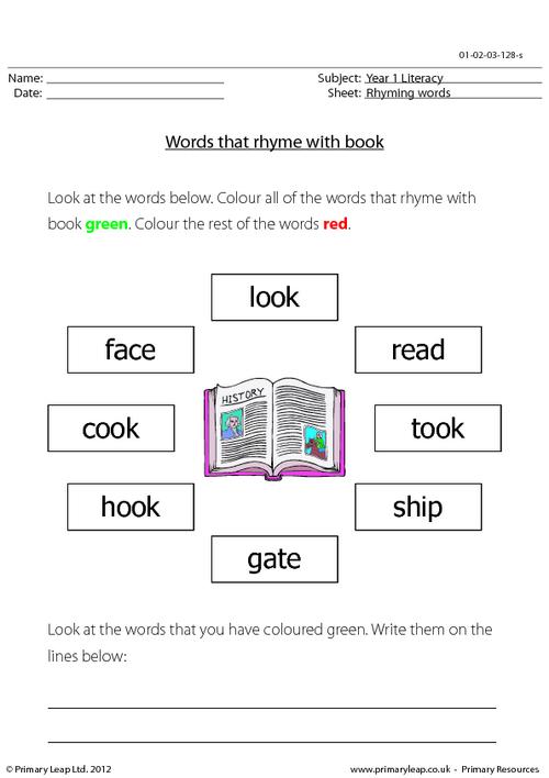 Words that rhyme with 'book'