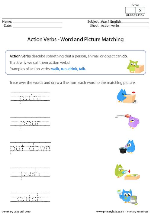 Action Verbs - Word and picture matching (3)