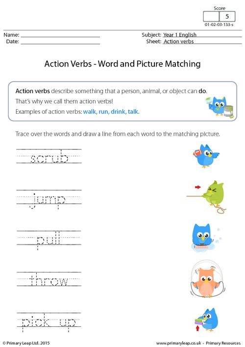 Action Verbs - Word and picture matching (4)