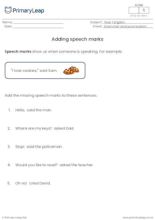 Adding speech marks