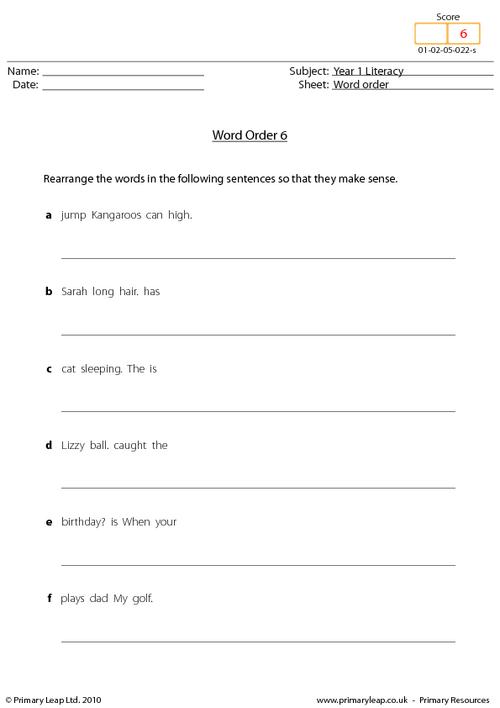 Mixed Up Sentences Worksheet For 2nd Graders