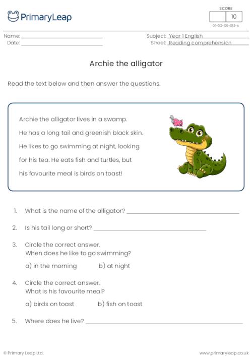 Archie the alligator activity