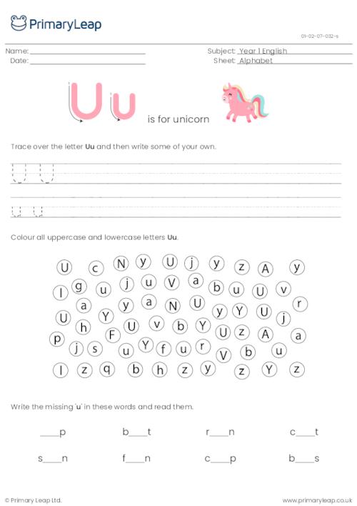 Alphabet practise - Letter U