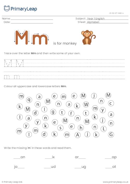 Alphabet practise - Letter M