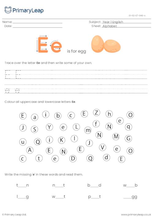Alphabet practise - Letter E