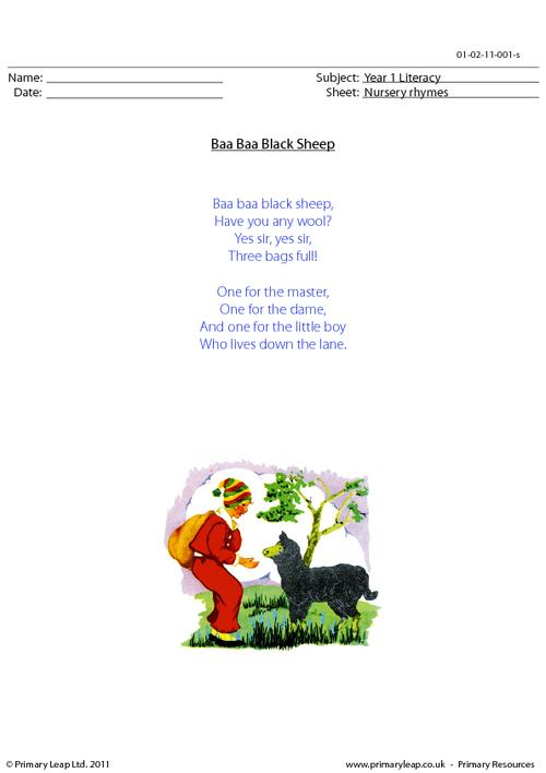 Nursery rhyme - Baa baa black sheep