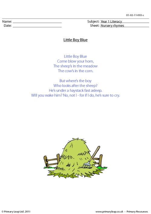 Nursery rhyme - Little boy blue