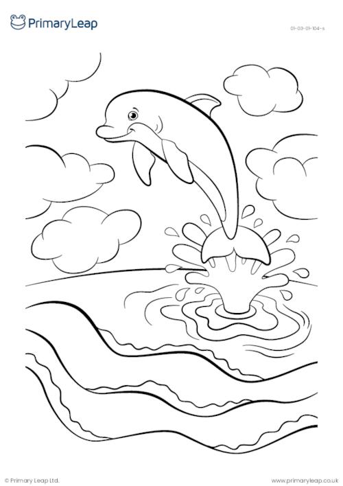 Animal colouring page - Dolphin