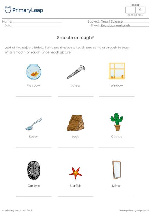 Rough And Smooth Objects Worksheet