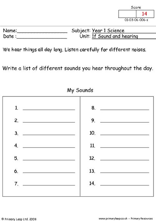 science my sounds worksheet primaryleap co uk