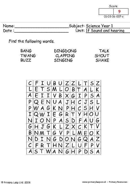 Sound and hearing word search