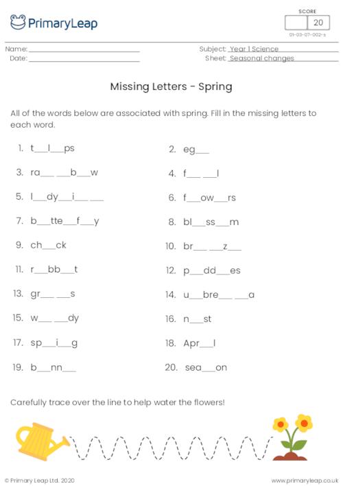 Spring Missing Letters