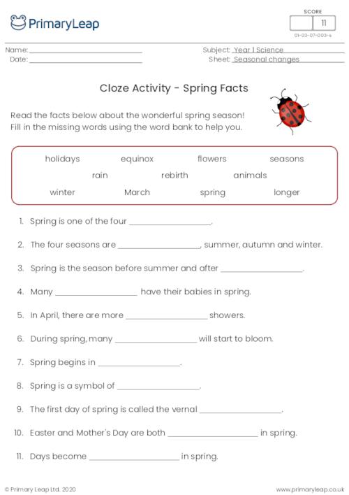 Spring Cloze Activity
