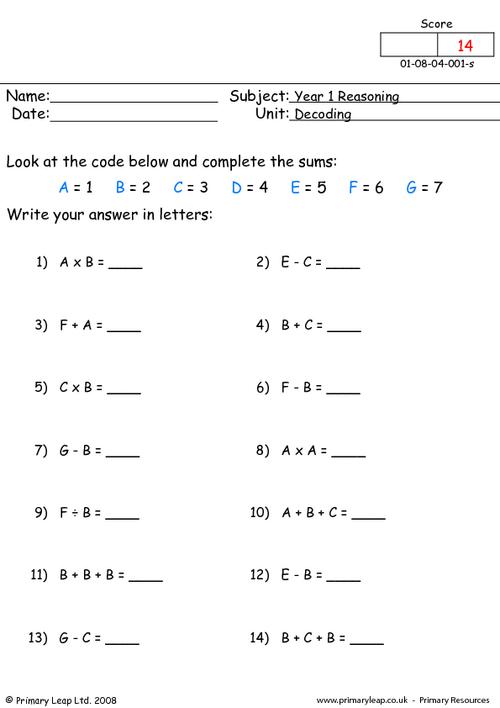 Reasoning Decoding 2 Worksheet PrimaryLeap co uk