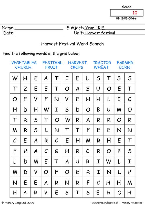 Harvest Festival Word Search