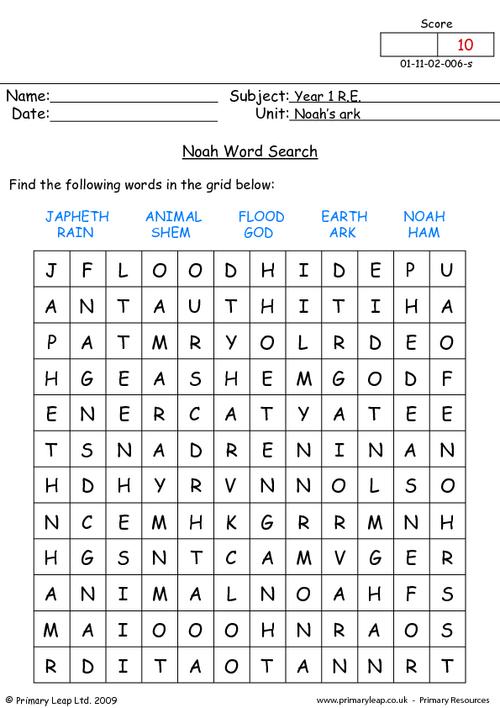 religious education noahs word search worksheet primaryleapcouk