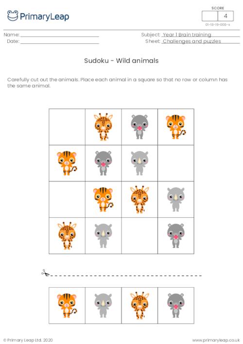 Brain Training: Sudoku Wild animals | Worksheet 