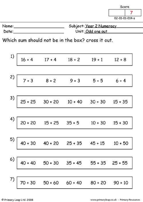Numeracy Odd One Out Worksheet Primaryleap Co Uk