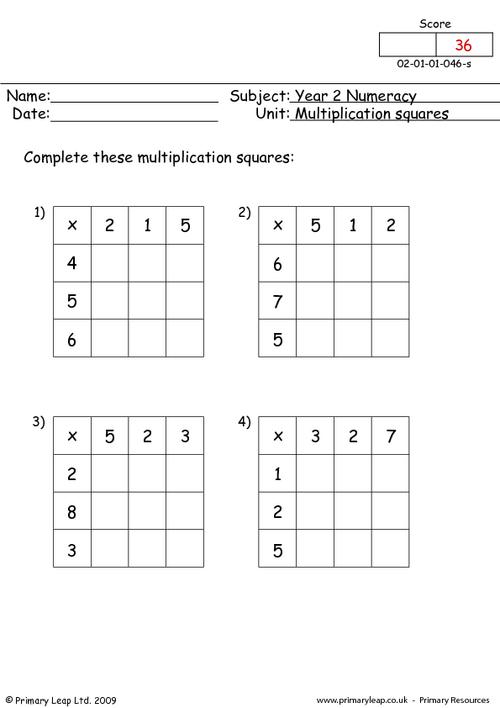 Multiplication Square Mixed