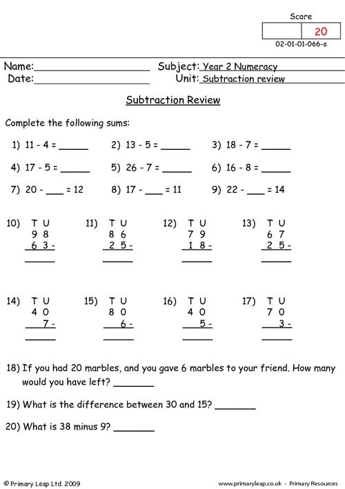 Subtraction review