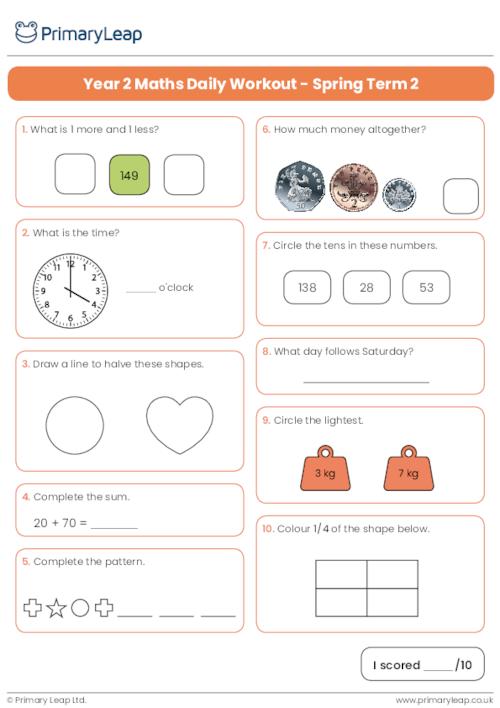Year 2 Maths Daily Workout - Spring Term 2