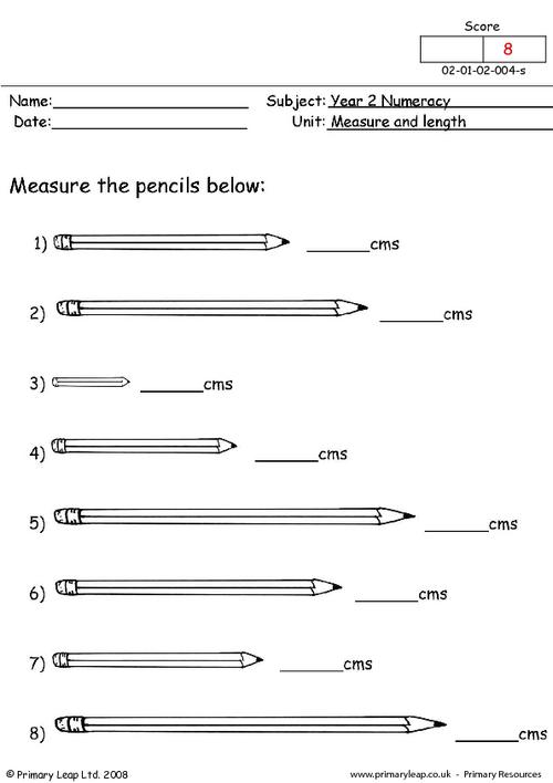 numeracy measure and length worksheet primaryleapcouk