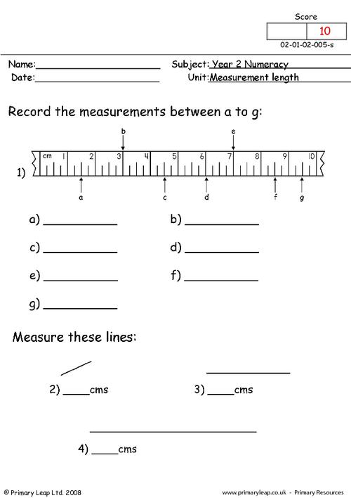 numeracy measuring length worksheet primaryleapcouk