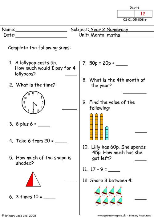 Year 2: Numeracy Printable Resources & Free Worksheets for Kids ...